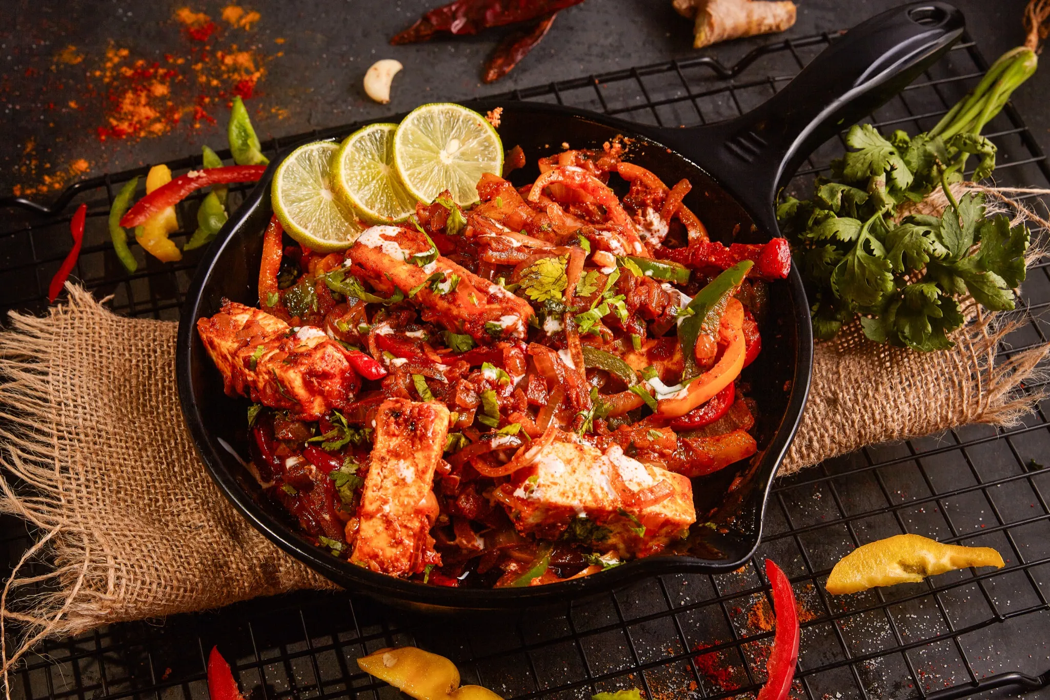 Stuffed tandoori naan in front of a glowing tandoor